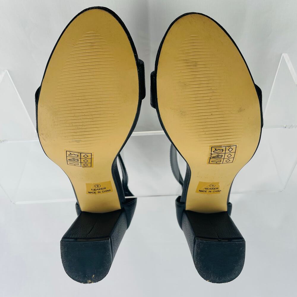Nicole Miller Women Black Block Heel Sandals Buckle Back Zip Shoes Size 9 - Picture 10 of 12